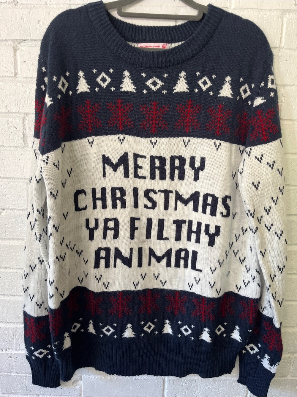 You Look Ugly Today Men’s Holiday Crewneck Sweater Classic Festive Ugly Sweater